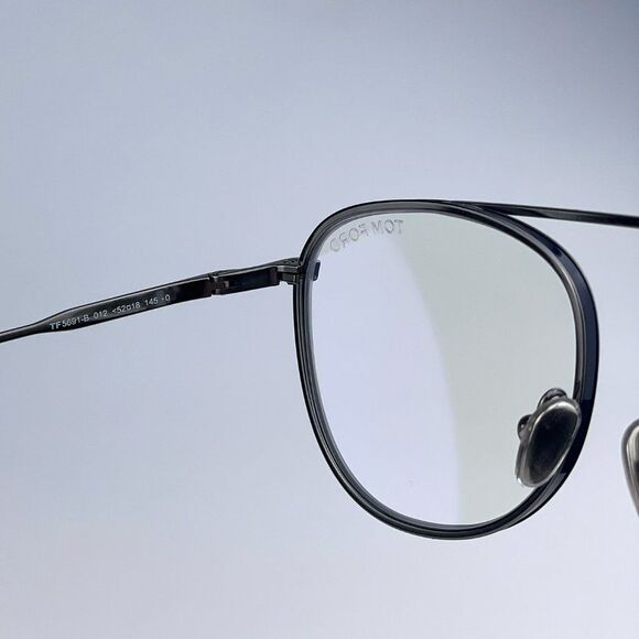 Tom Ford FT5691-B 012 Eyeglasses Dark Ruthenium Blue Block Unisex Pilot - Picture 11 of 12